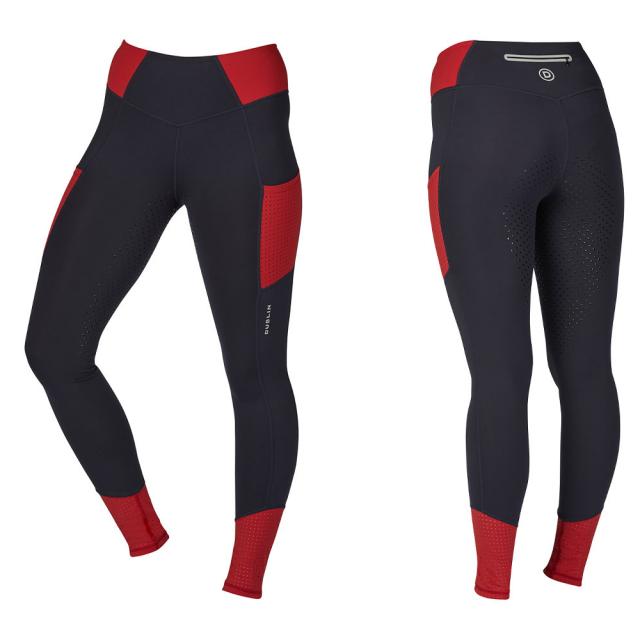 Dublin Power Performance Mid Rise Colour Block Tights Ink/Red