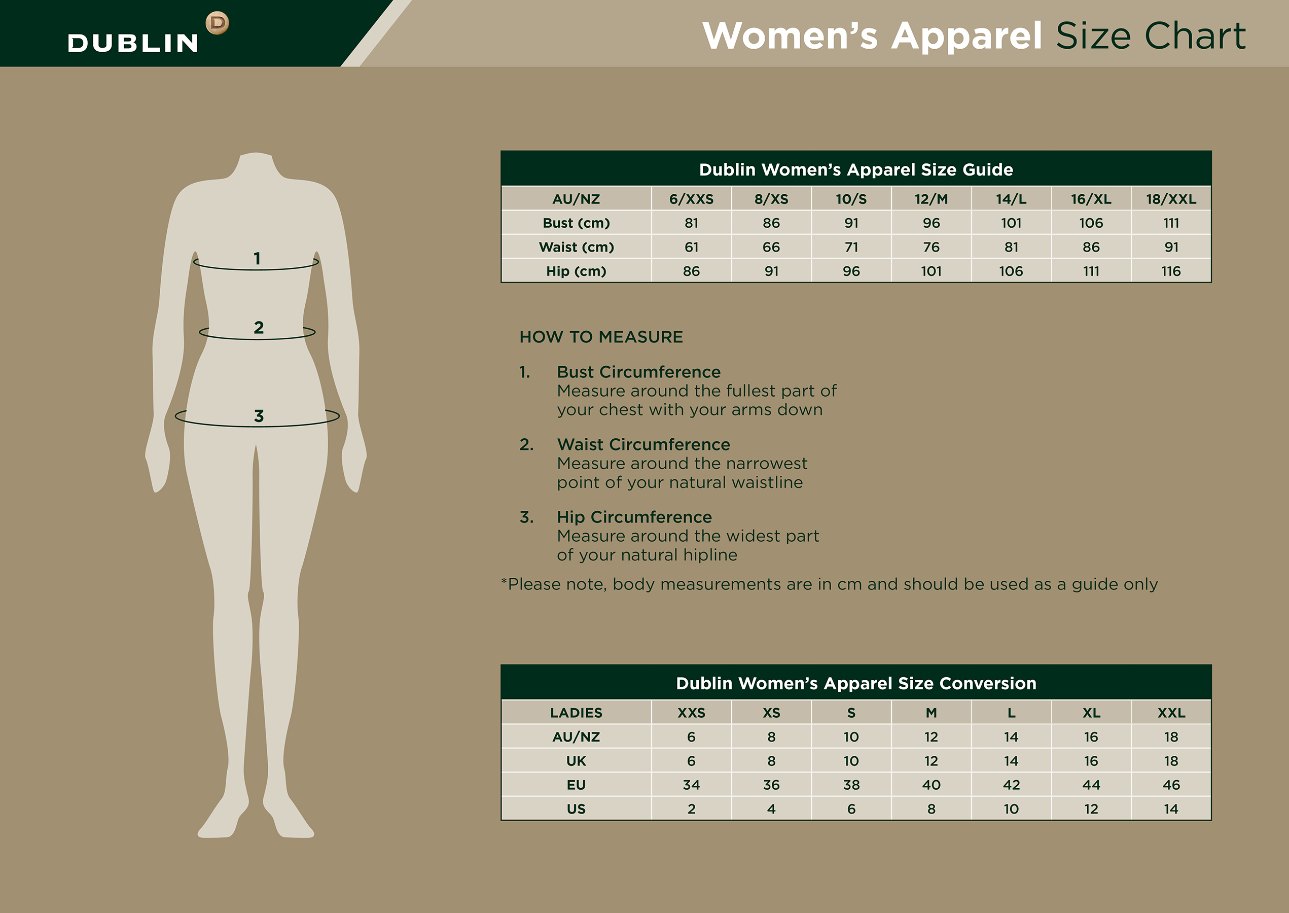 Womens Pants Size Chart Australia