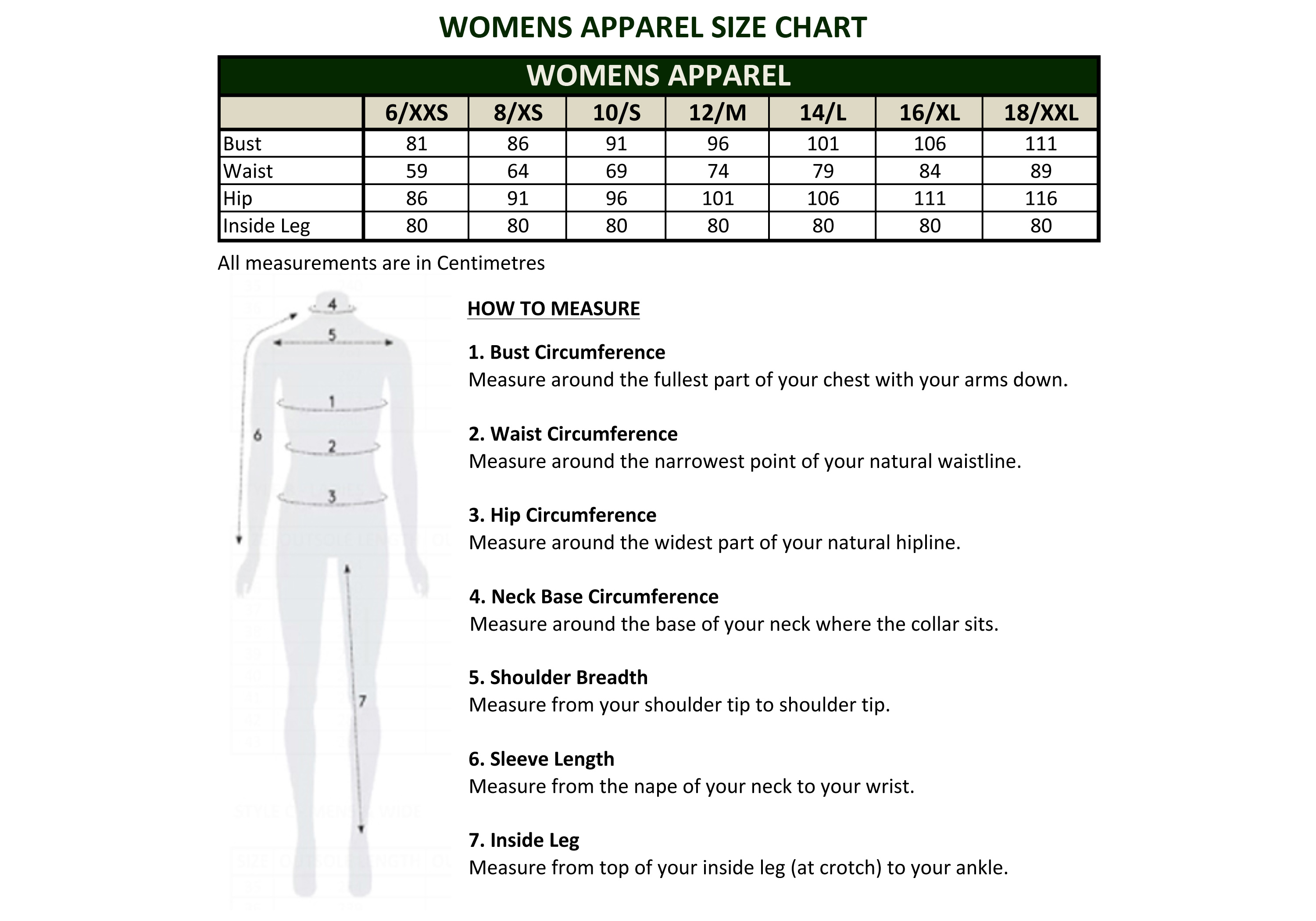 Jodhpur Sizes Chart